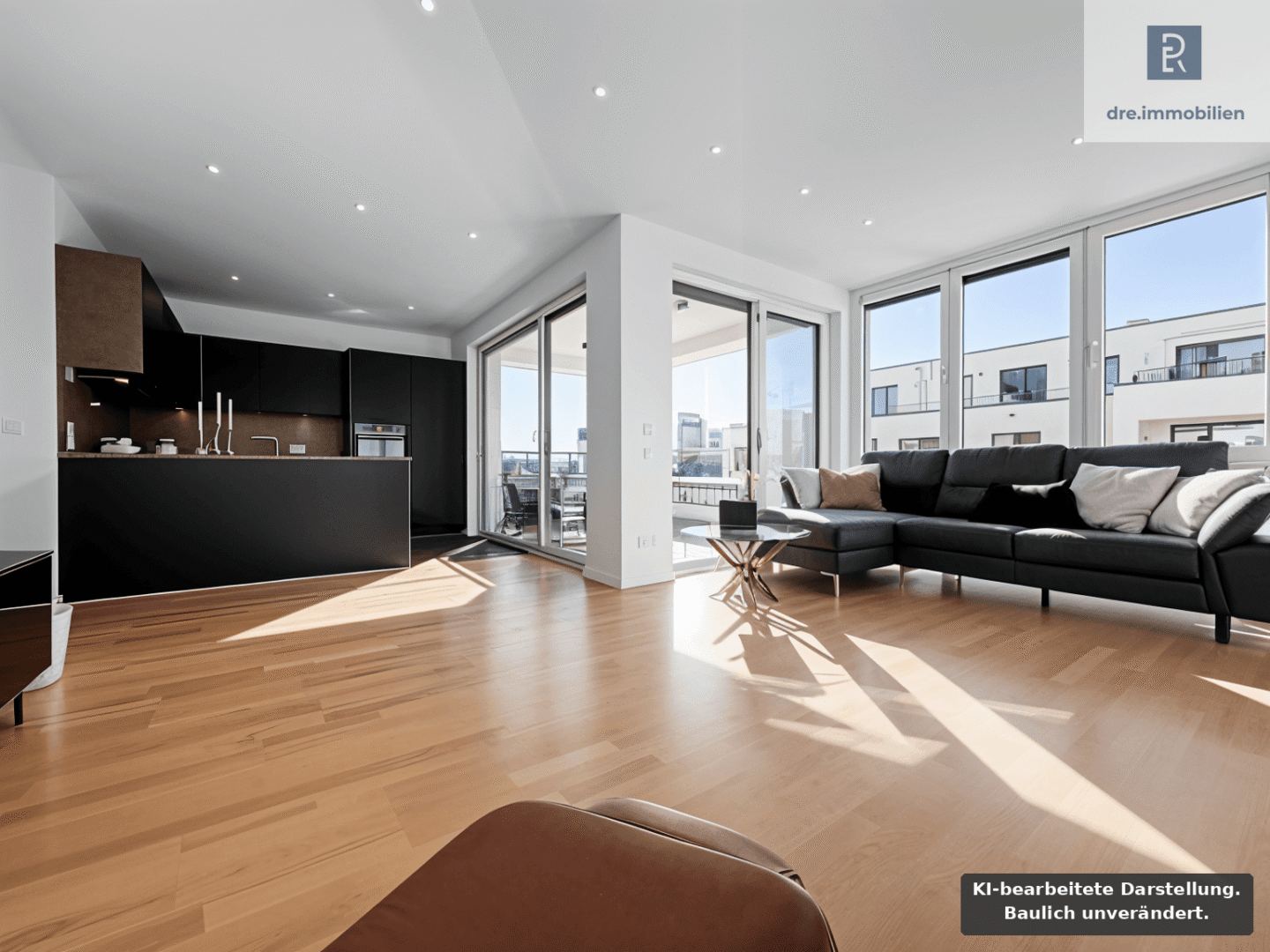 Wohnzimmer mit Blick in die Küche